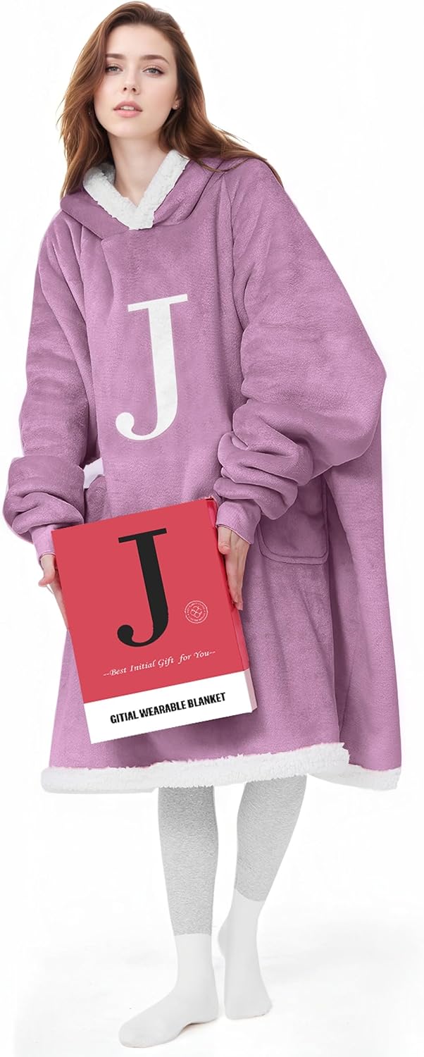 Wearable Blanket Hoodie with A-Z Design for Cozy Comfort