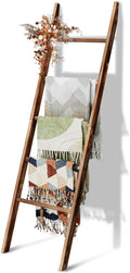 5-Tier Blanket Ladder Wooden 63in - Rustic Farmhouse Storage Ladder