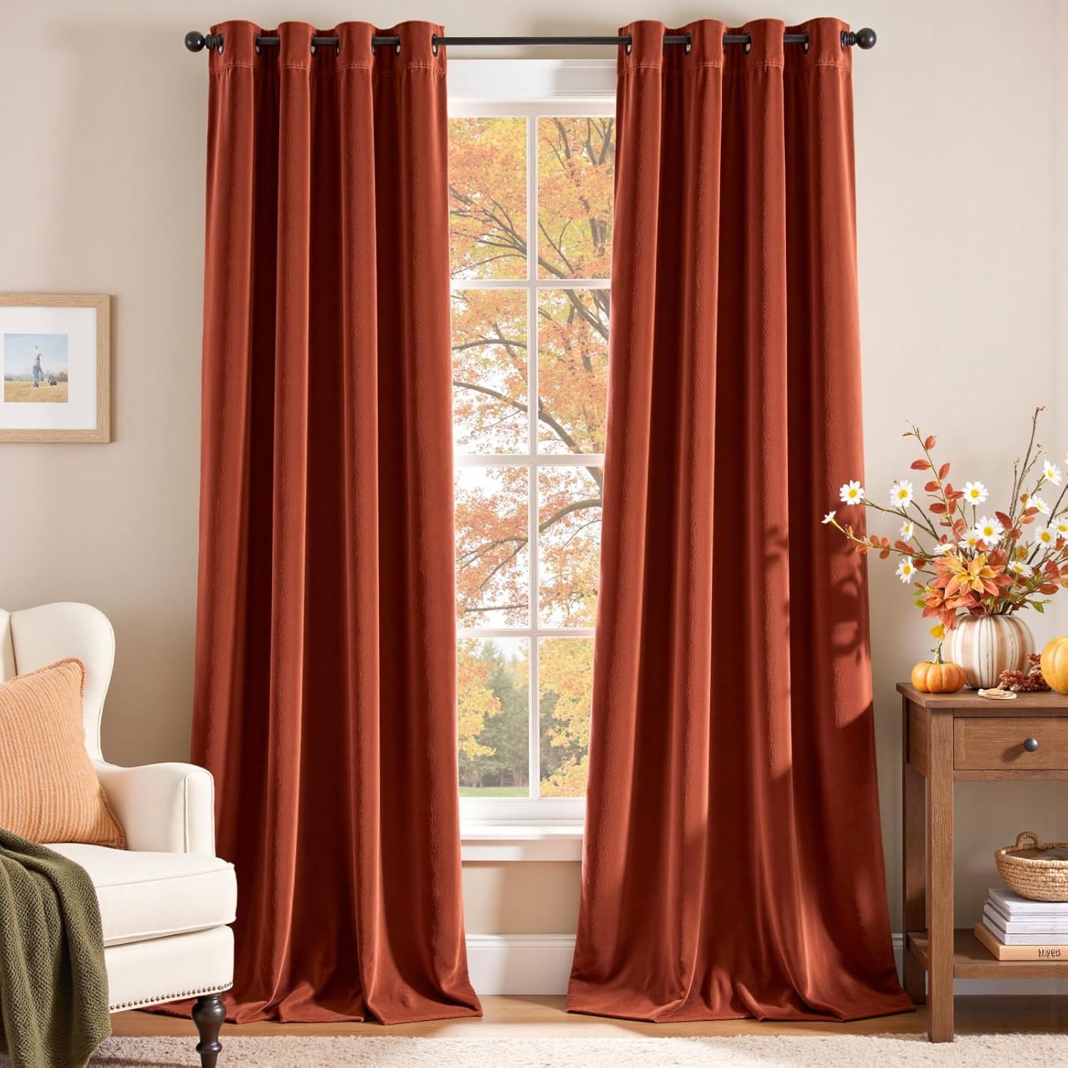 Lazzzy Orange Velvet Curtains for Luxurious Window Treatment