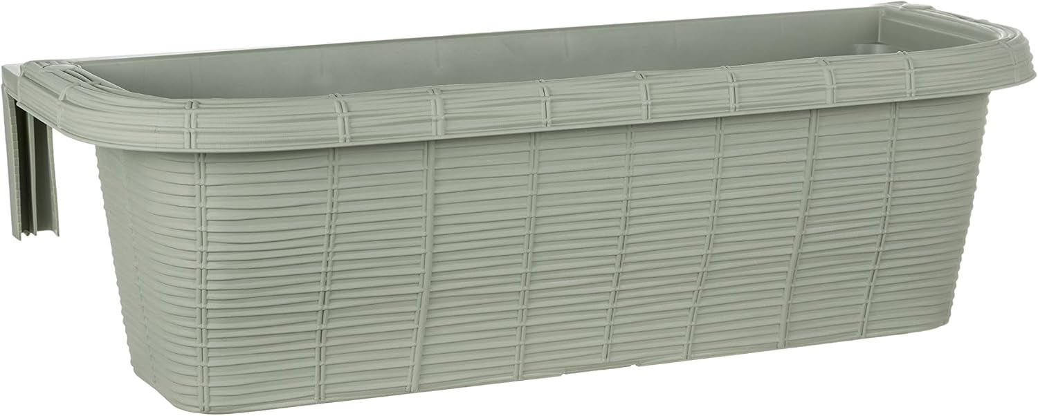 Adjustable Railing Planter with Rattan Look for Decks and Fences