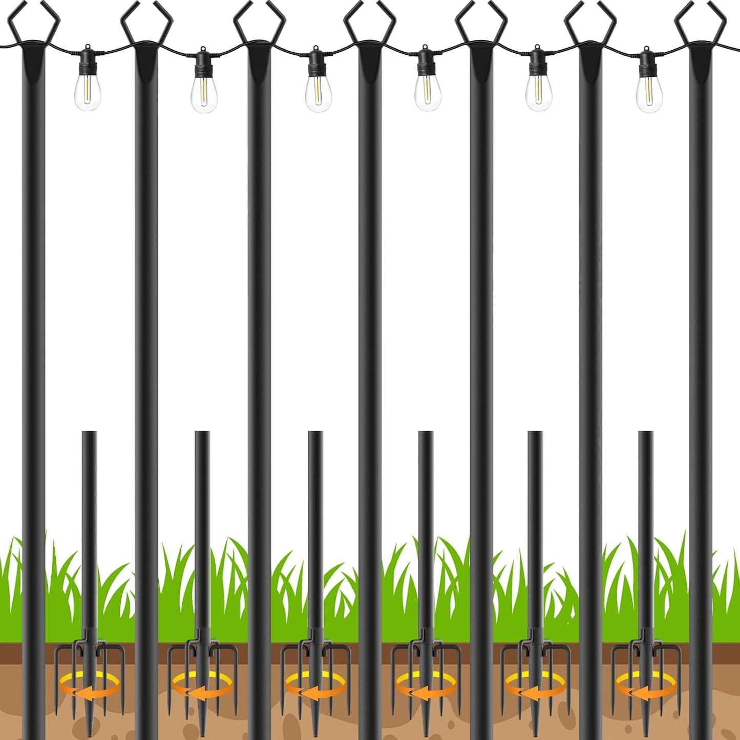 7 Pack String Light Poles for Outdoor Events and Decor