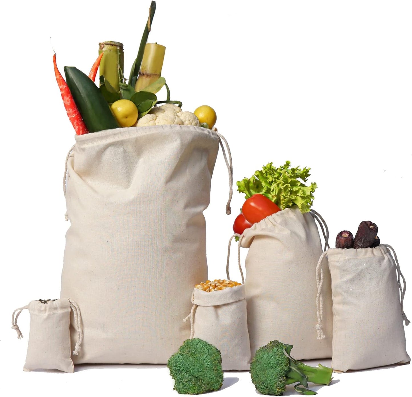Organic Cotton Muslin Bags - Premium Quality Eco-Friendly Storage