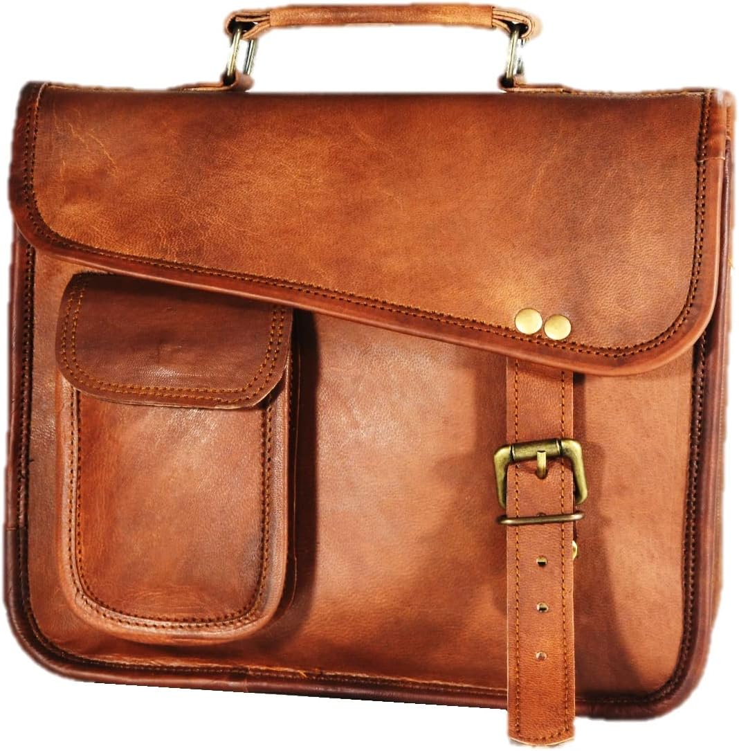URBAN DEZIRE Men's Genuine Leather Small Briefcase Messenger Bag