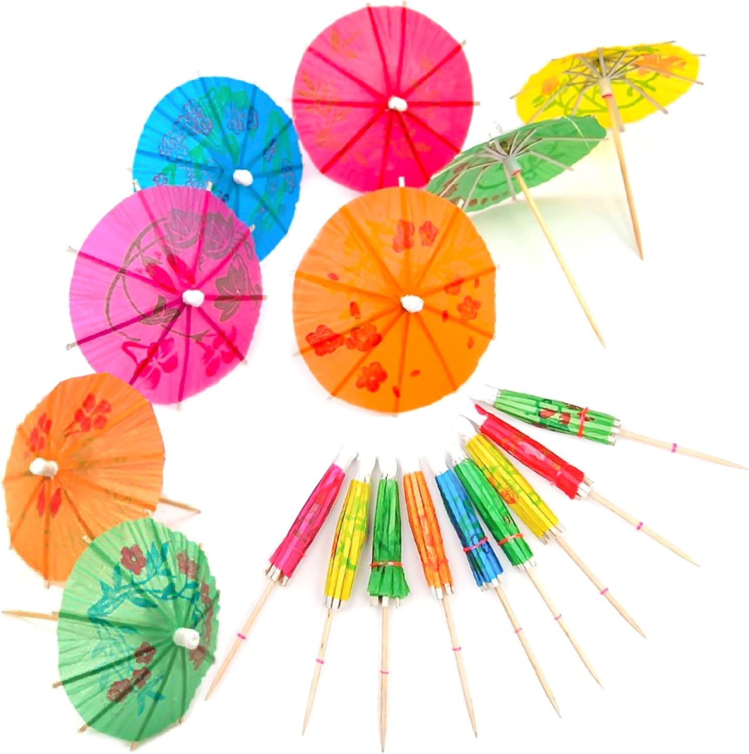 144 Multicolored Cocktail Umbrella Picks by Lakesstory