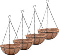 14 in Metal Hanging Baskets 4 Pack - Rustic Wire Planters for Patio