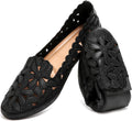 Floral Ballet Flats for Women Black Beige - Comfortable Foldable Dress