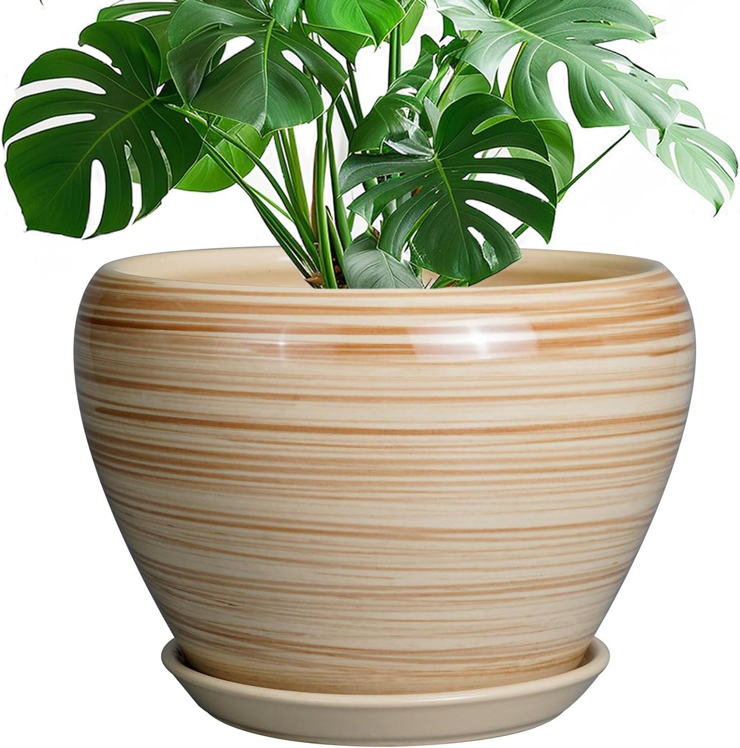 Ceramic Pot for Plant 10 Inch - Modern Yellow Planter for Home