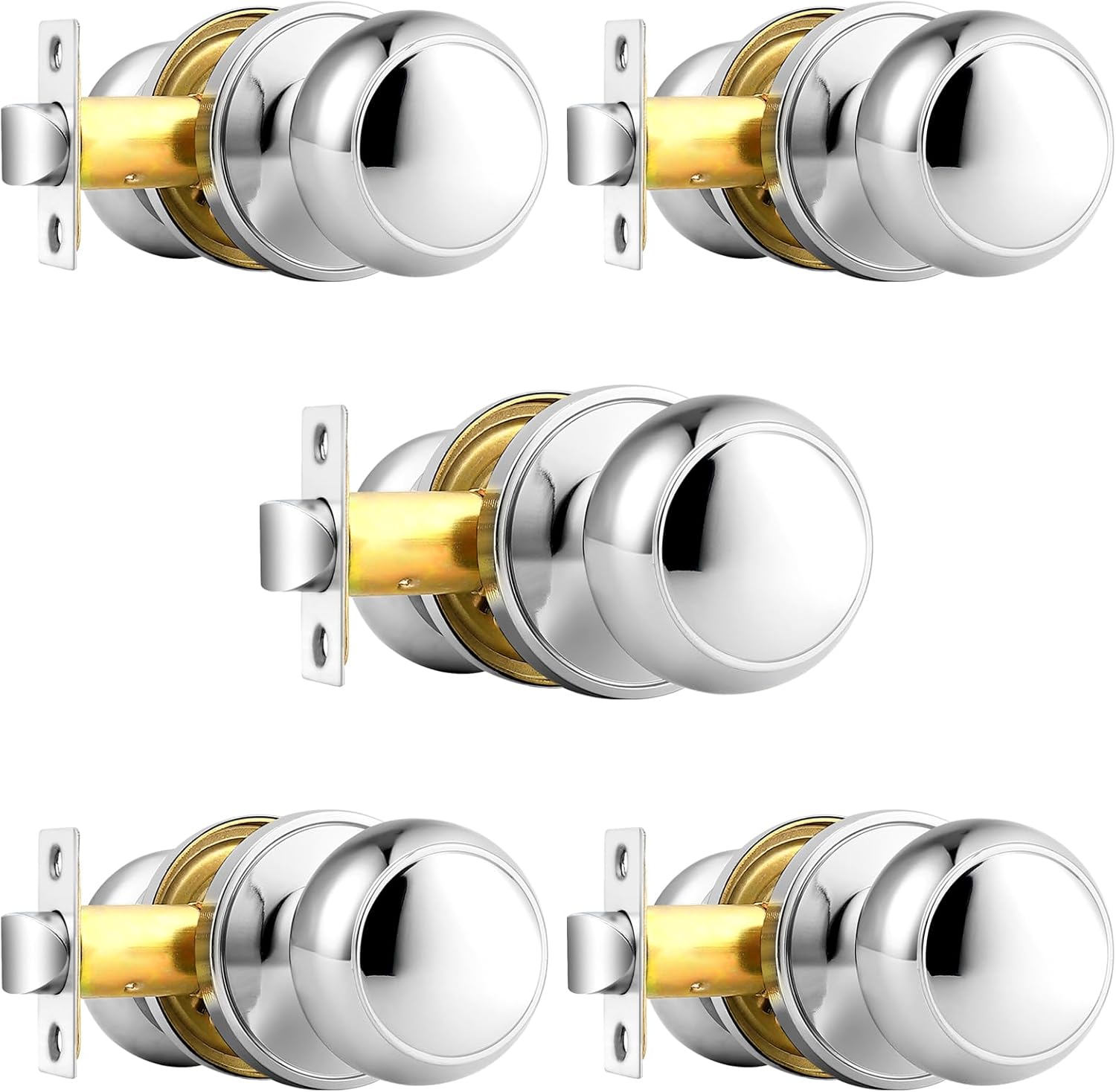 Probrico Polished Chrome Passage Door Knobs for Interior Doors