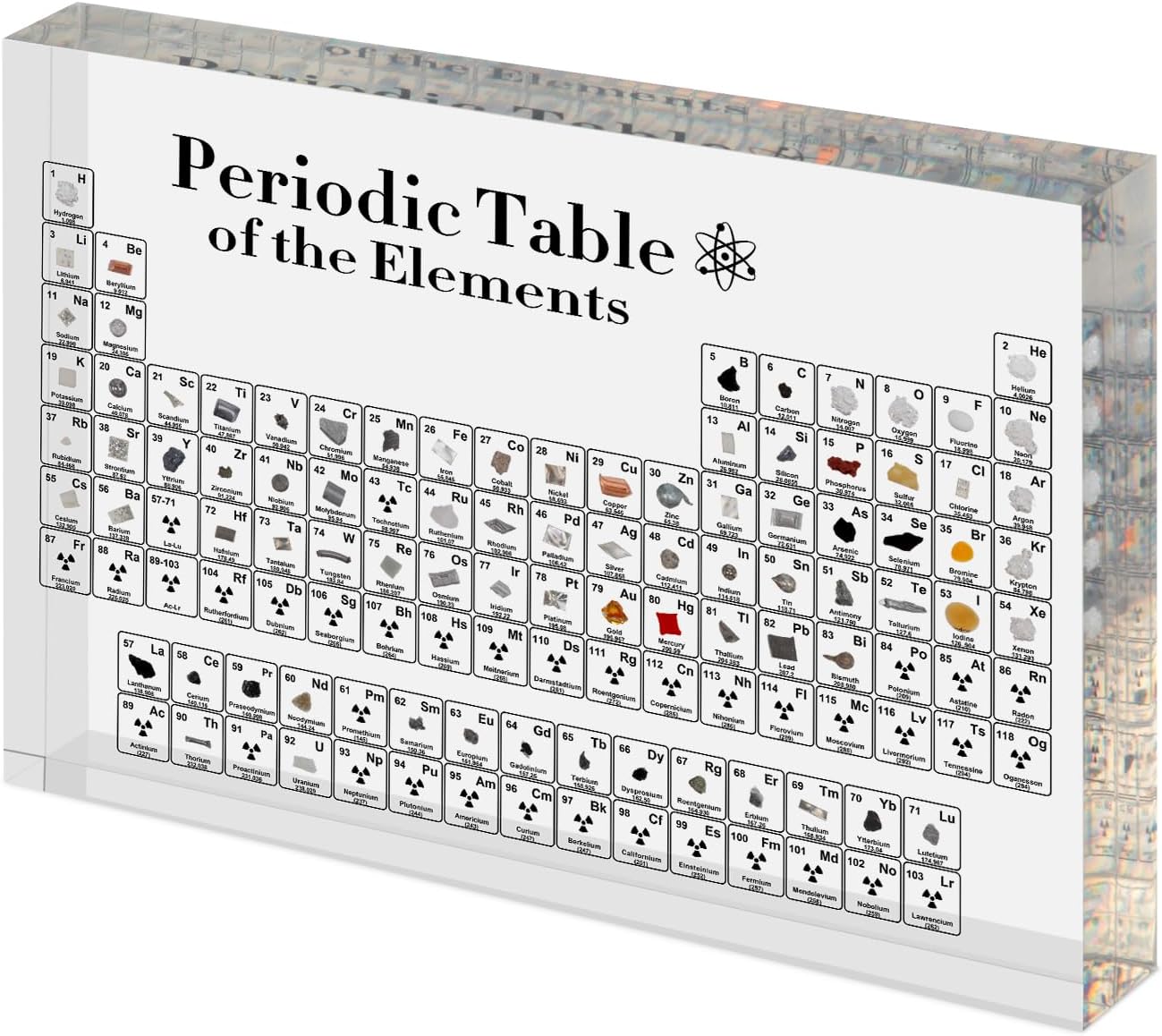 Periodic Table with Real Elements Inside - Unique Chemistry Gift