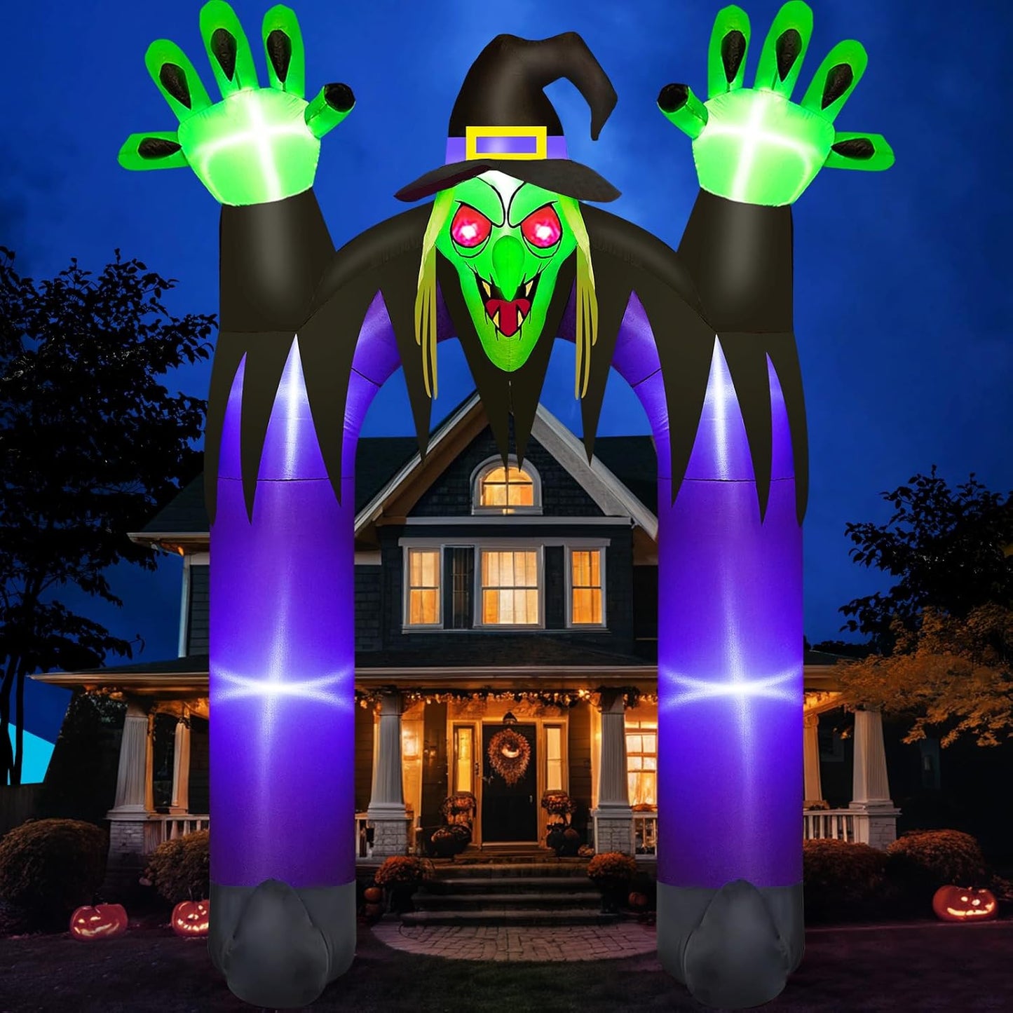 10 FT Tall Halloween Inflatables Witch Archway for Spooky Decor