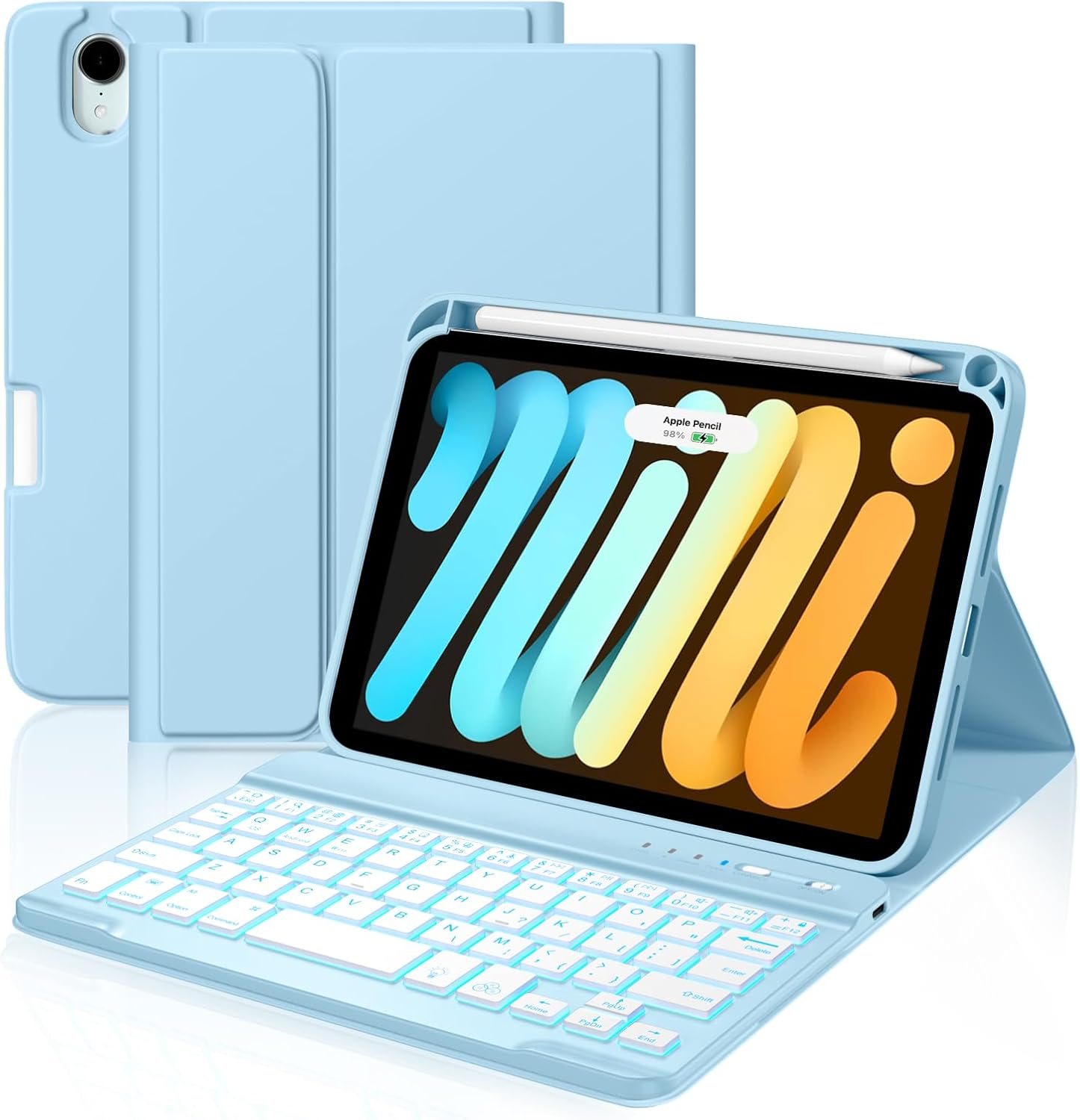 Cousper iPad Mini 7 Keyboard Case with Detachable Backlit Cover