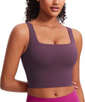 CRZ YOGA Butterluxe Womens Square Neck Longline Sports Bra - Soft, Low