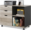 DEVAISE 3-Drawer Wood File Cabinet - Mobile Printer Stand with Shelves