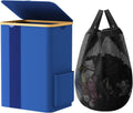 80L Laundry Basket with Lid - Breathable Removable Bag, Blue