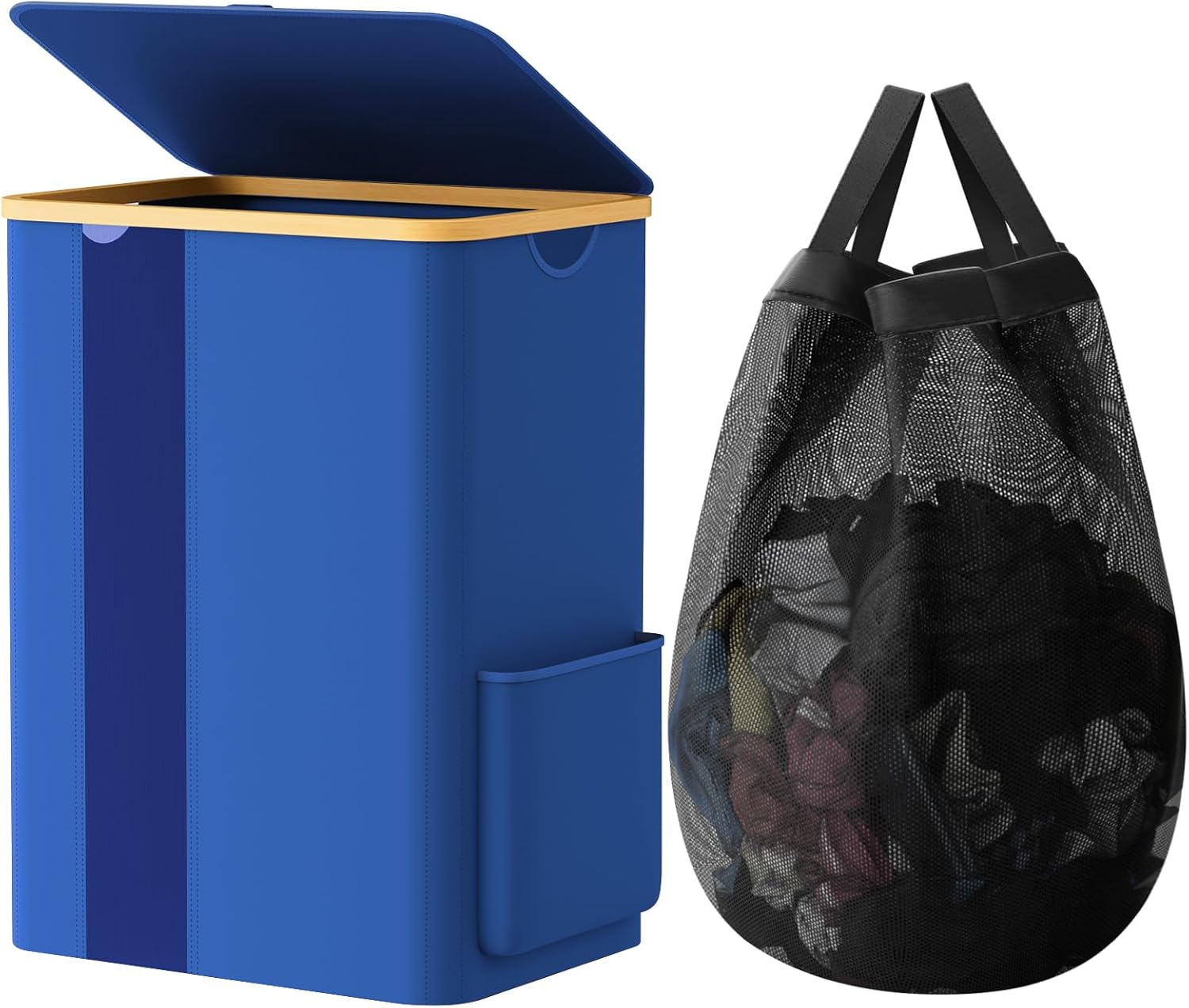 BlissTotes 80L Laundry Basket with Lid and Removable Bag