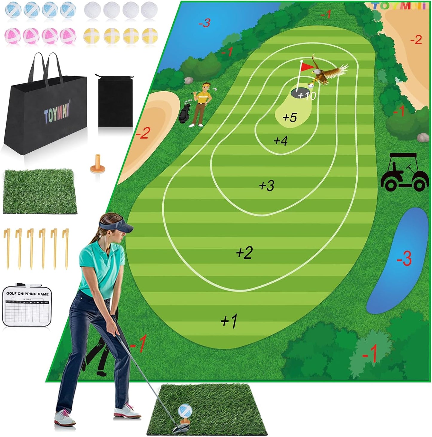 TOYMNI Sticky Golf Chipping Mat - Fun Indoors & Outdoors!