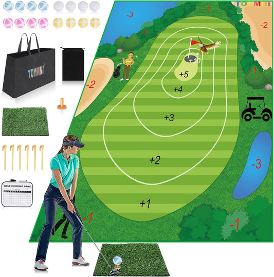 TOYMNI Sticky Golf Chipping Mat - Fun Indoors & Outdoors!