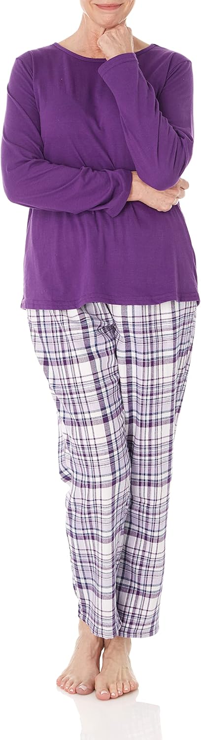 AmeriMark Womens 2-Piece Flannel Pajama Set for Cozy Nights
