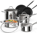 Stainless Steel Pots and Pans Set 10 Piece - Durable TriPly Cookware