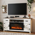 Fireplace TV Stand with Barn Door for TVs up to 80 in