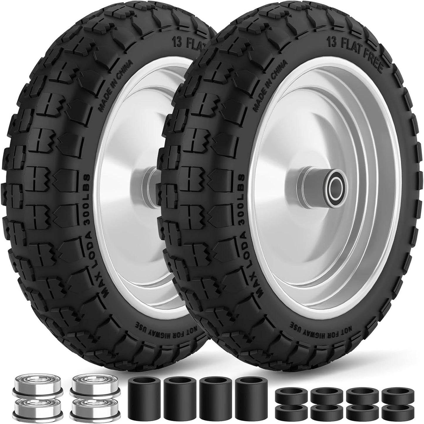 4.00-6 Flat Free Tire and Wheel for Garden Cart and Wheelbarrow