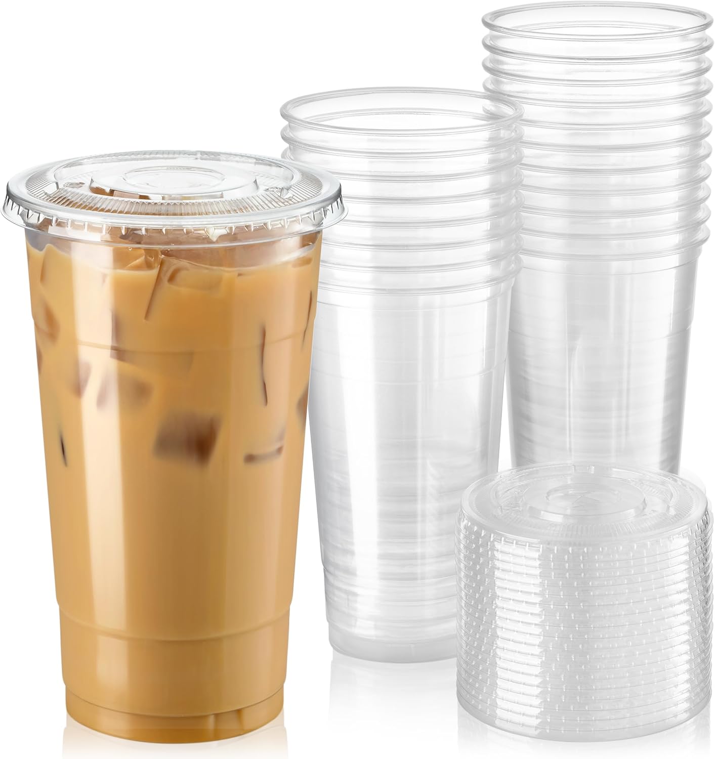 Durable 32 oz Clear Plastic Cups with Lids for All Occasions