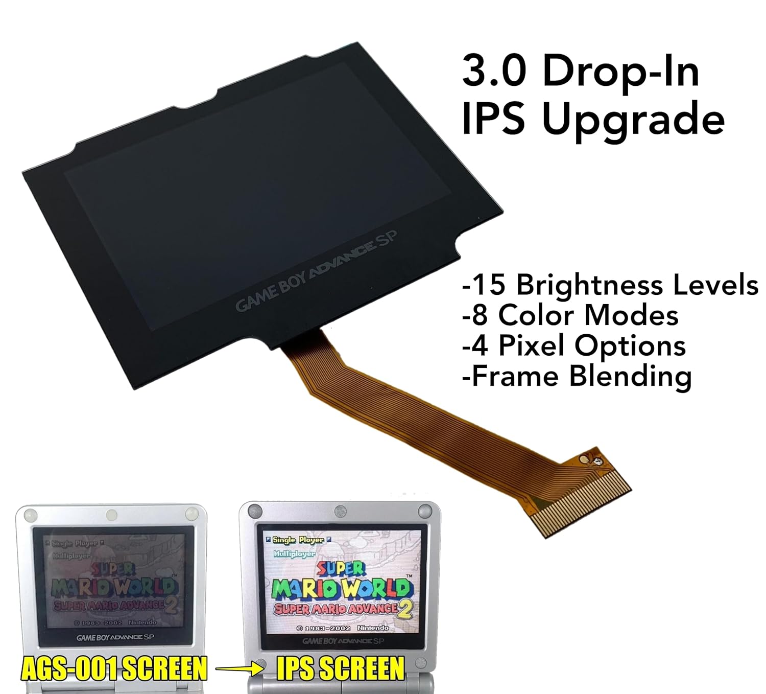 Game Boy Advance SP Drop-In IPS Backlight LCD Upgrade Kit