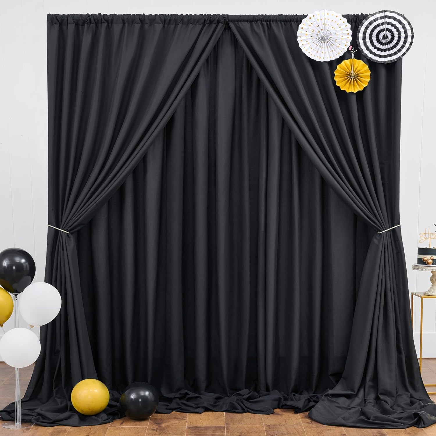20ft x 10ft Black Backdrop Curtain Panels for Stunning Events