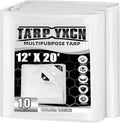 White Tarp 12x20 ft 10 Mil Waterproof Poly Tarp - Durable Cover