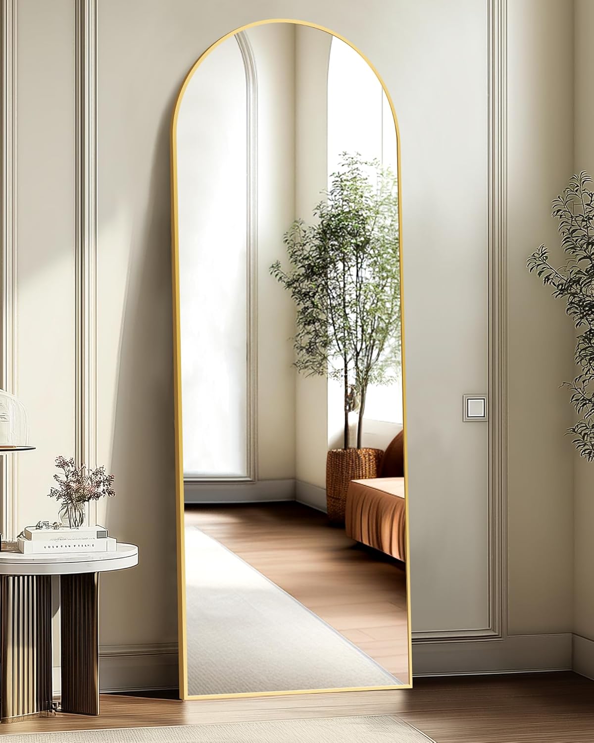 Arched Full Length Mirror with Aluminum Alloy Frame for Home