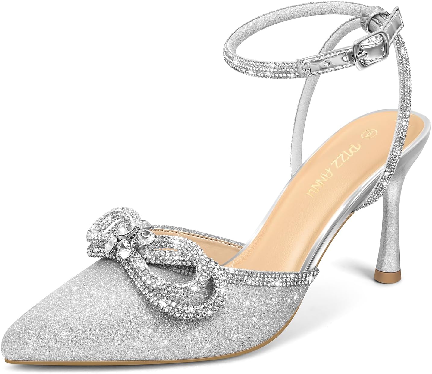 PIZZ ANNU Women's Cienna High Heels with Rhinestones and Strap