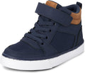 Boys Faux Leather Hi Top Sneakers - Hook-and-Loop Closure