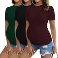 Ekouaer Womens Maternity Shirts 3-Pack - Soft Stretch Pregnancy Tees