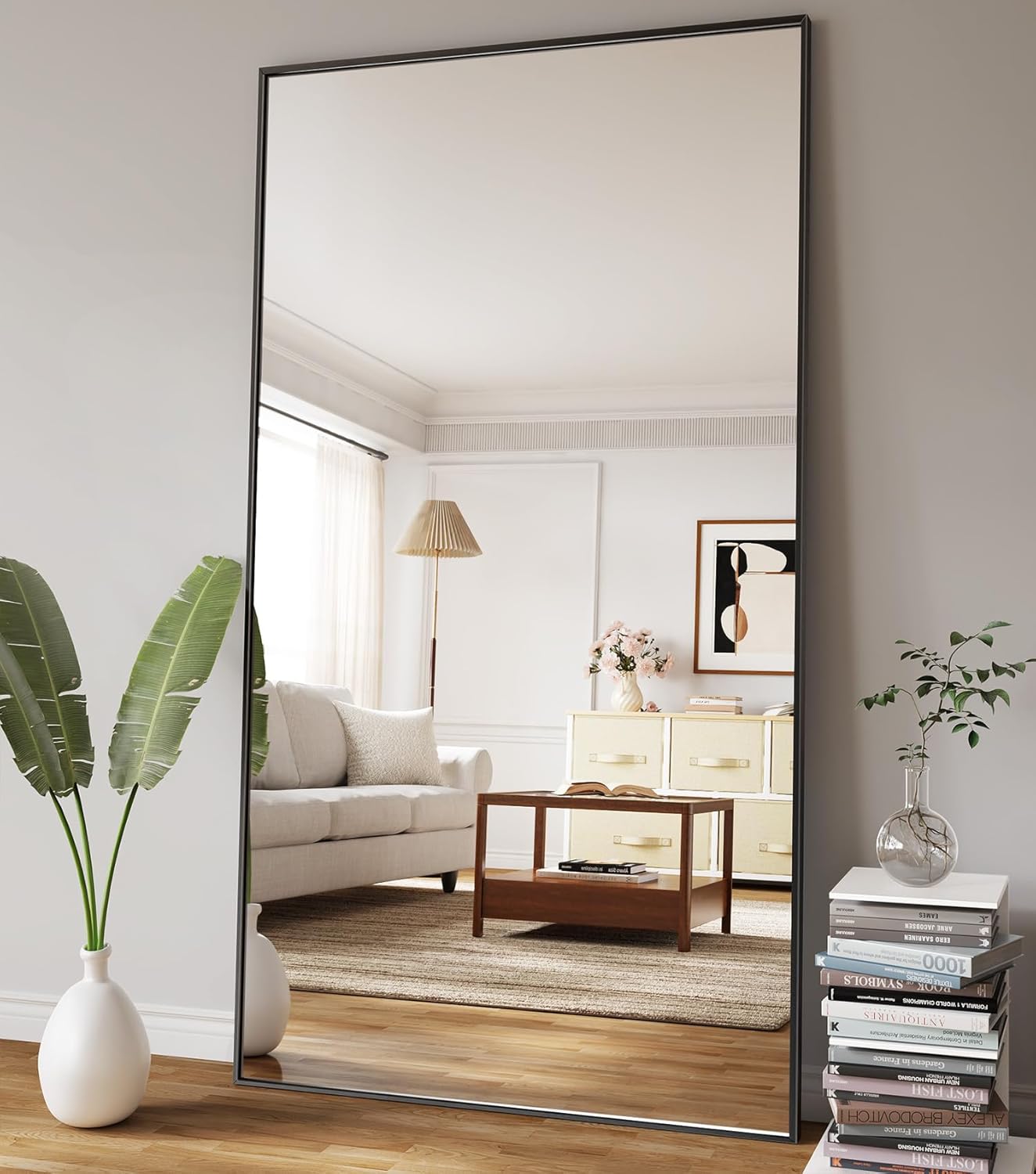 Koonmi 80inx36in Floor Mirror: Full Length Body Mirror with Stand
