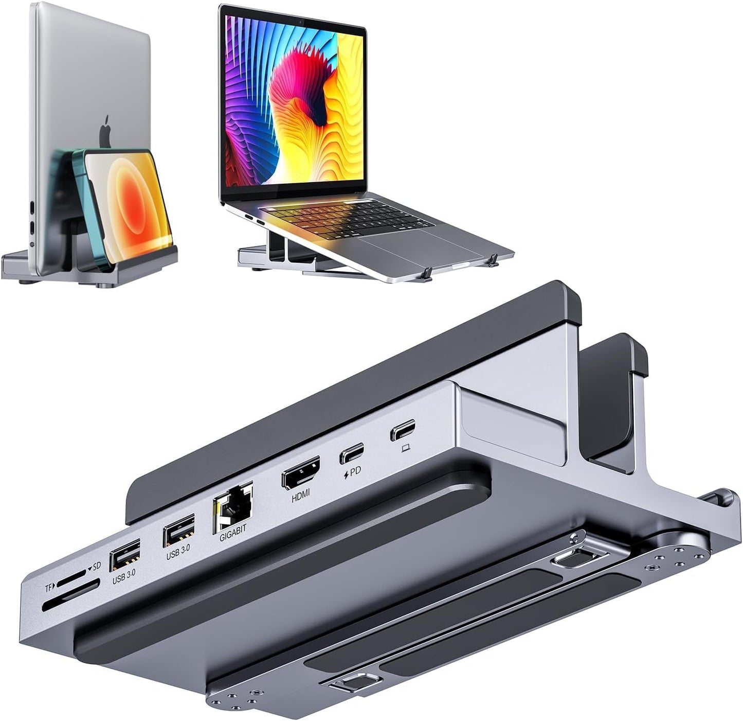 QUUGE 7 in 1 USB C Docking Station Stand for Laptops