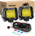 Nilight 4in Yellow LED Pods 60W Combo Beam - Durable Offroad Lights