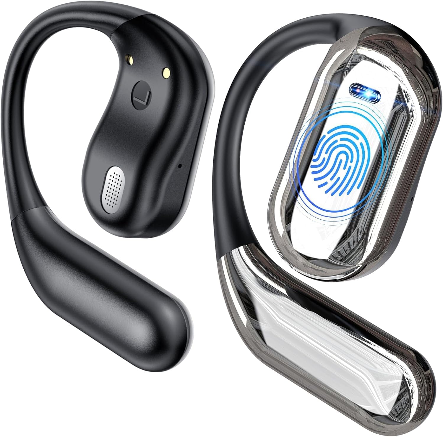 EUQQ Bluetooth 5.4 Earbuds: 50H Playtime, Sport Ear Hooks, Waterproof Black