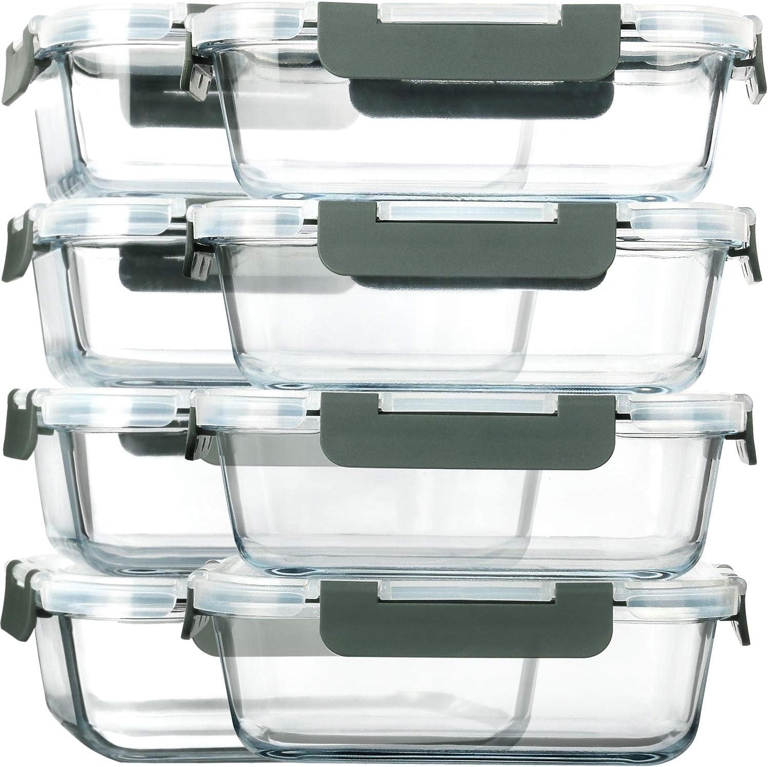Airtight Glass Meal Prep Containers - 8-Pack, 29 oz