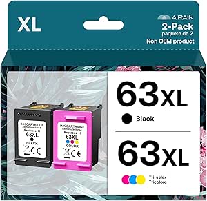 Remanufactured Ink 63XL Combo Pack for HP Printers - Black & Color