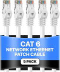 Cat6 50FT Network Ethernet Patch Cable Pack of 5 - High-Speed, Durable