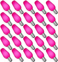 C7 LED Pink Replacement Bulbs 25-Pack - Vibrant, Weatherproof Light
