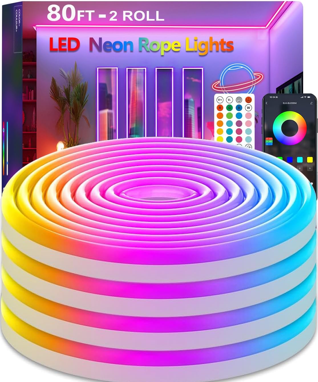 80FT Neon Rope Lights with App Control for Versatile Lighting
