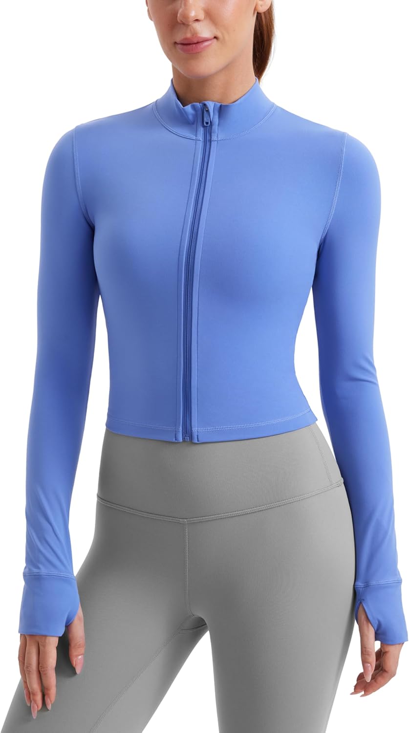 CRZ YOGA Womens Butterluxe Full Zip Cropped Workout Jacket