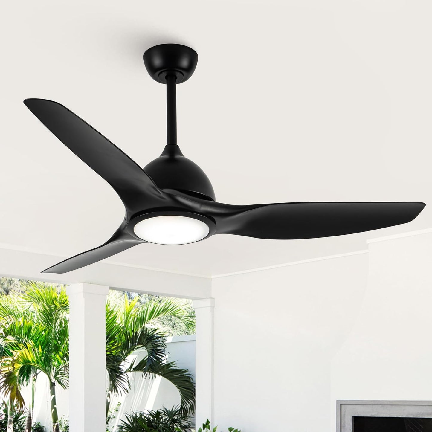 52 Inch Black Ceiling Fan with Light and Remote for Modern Spaces