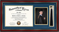 11x22 Cherry Diploma Frame with Tassel Holder and Picture - Navy over