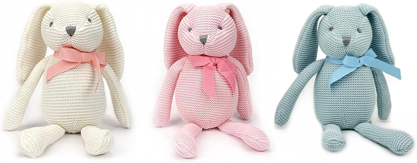 FLUFFYFUN 100% Organic Cotton Baby Toys Bunny Rabbit Set