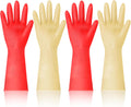 Reusable Kitchen Dishwashing Gloves - 4 Pairs Non-slip Rubber Gloves