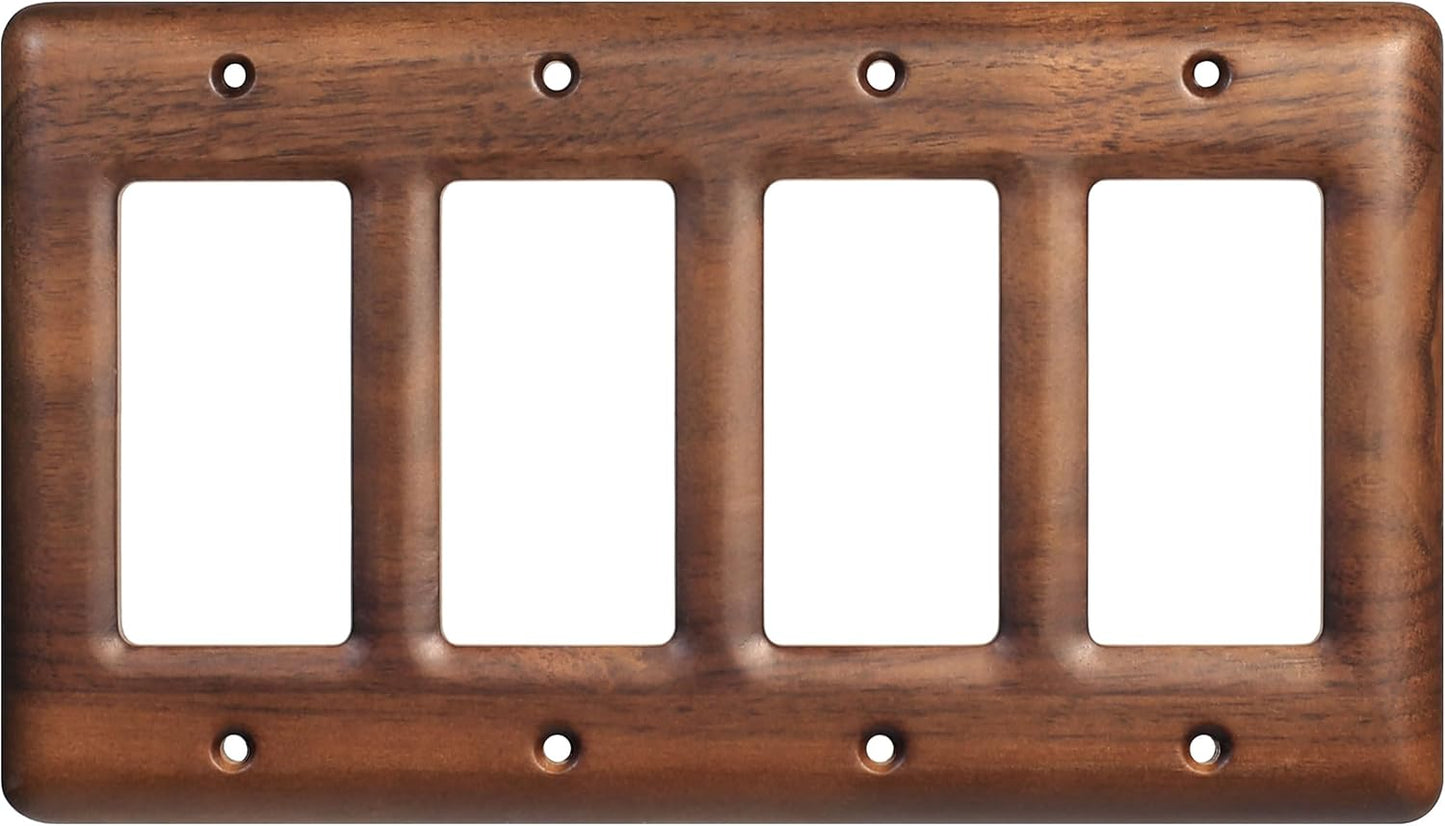Four Light Switch Cover Plate in Solid North American Walnut