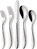 Hammered Silverware Set 60-Piece Flatware Service for 12 - Heavy 18/10