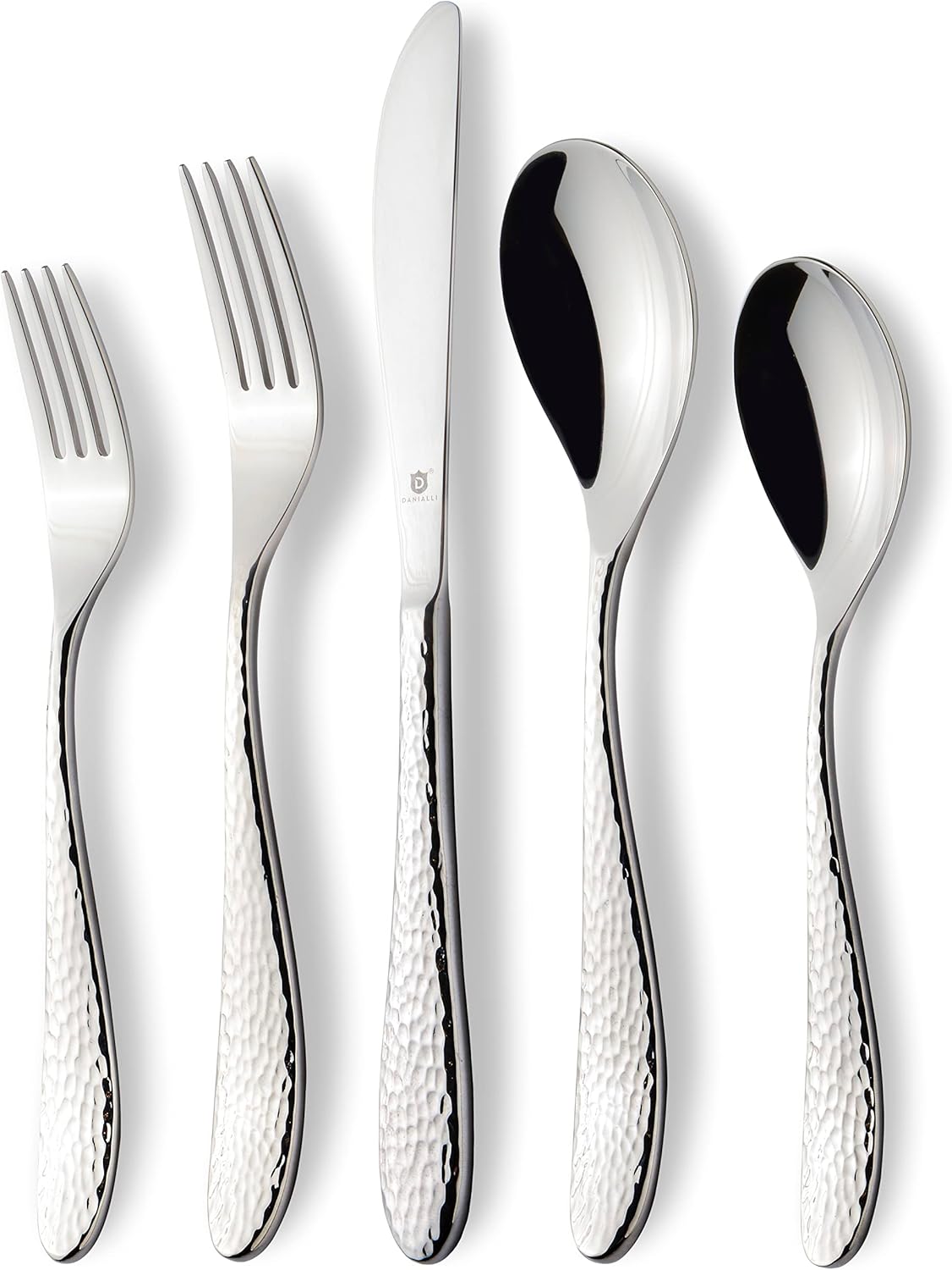 Hammered Silverware Set - Premium 18/10 Stainless Steel Flatware